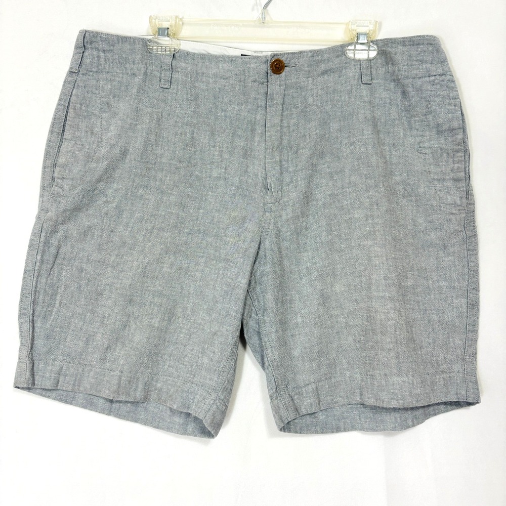 J.CREW Factory Linen Cotton Beach Short Sz 38 Gray 8" Inseam Casual Preppy Golf